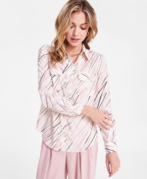 Women's Graphic Line Print Blouse, Exclusively at Macy's 