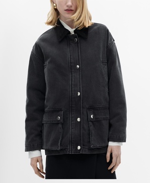 Women's Corduroy Collar Pockets Jacket
