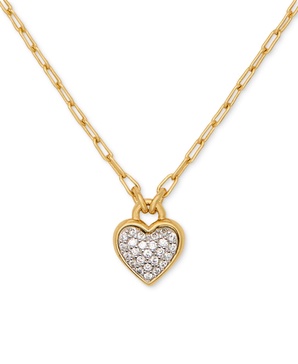 Cubic Zirconia Heart Pavé Pendant Necklace, 16" + 3" extender