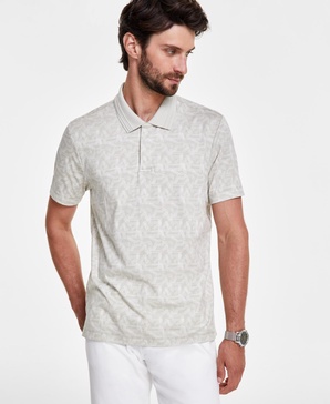 Men's Distressed Geometric Pattern Polo Shirt, Created for Macy's