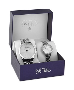 Men's and Women's Silver-tone Base Metal Bracelet 2 Piece Watch Set 45mm and 36mm