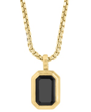 EFFY® Men's Onyx 22" Pendant Necklace (1-1/2 ct. t.w.) in 14k Gold-Plated Sterling Silver