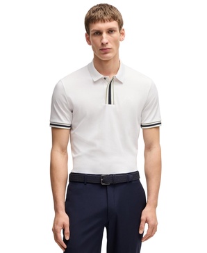Men's Contrast Tipping Interlock-Cotton Polo Shirt