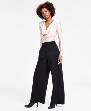 Women's High-Leg Wide-Leg Seamed Ponte Pants, Regular & Petite, Created for Macy's 
