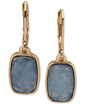 Gold-Tone Crystal Cushion Drop Earrings