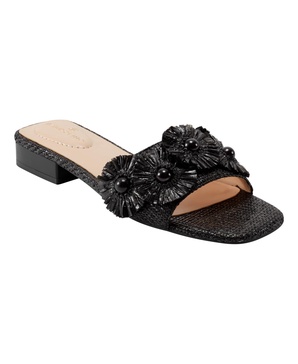 Women's Marcell Flower Raffia Flat Slide Sandals