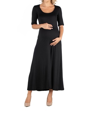 Casual Maternity Maxi Dress with Sleeves