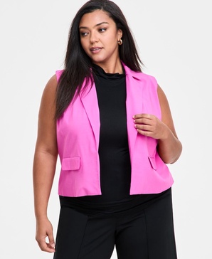 Trendy Plus Size Cropped Vest, Exclusively at Macy's