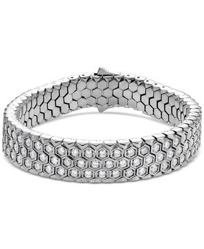 Men's Black Cubic Zirconia Hexagon Set Multirow Link Bracelet (Also in White Cubic Zirconia)