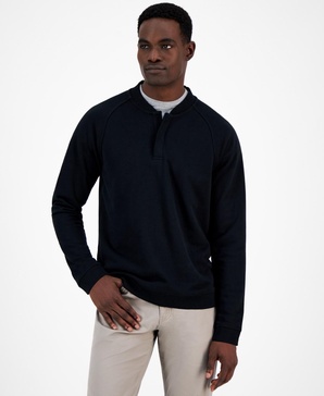 Baseball-Collar Long Sleeve Quarter-Snap Pullover 