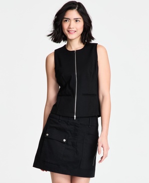 Women's Sleeveless Dual-Zipper Ponté Top, Exclusively at Macy's