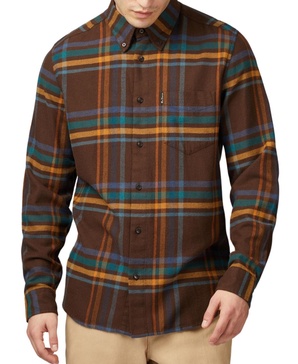 Men's Regular-Fit Oversized Brushed Check Button-Down Shirt