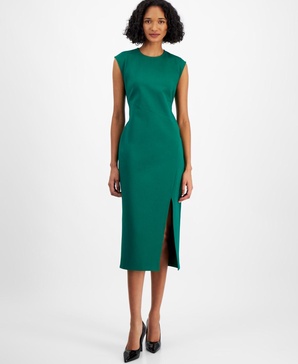 Women's Cap-Sleeve Crewneck Midi Sheath Dress, Created for Macy's