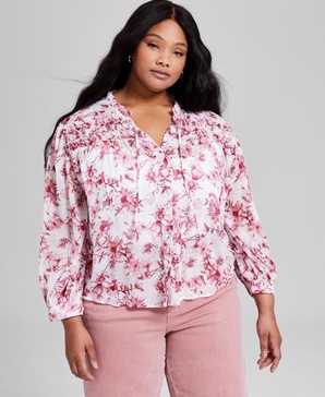 Trendy Plus Size Ruffled Button-Front Top,  Exclusively at Macy's