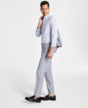 Men's Slim-Fit Wool Sharkskin Suit Pants, Created for Macy's