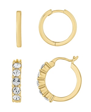 Crystal 18K Gold Plated Duo Hoop Earring Set