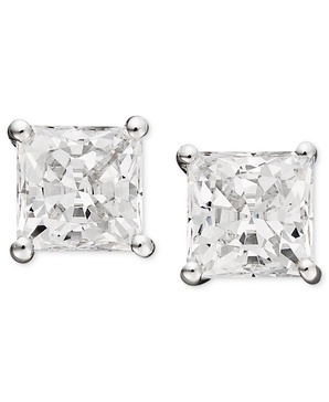 14k White Gold Earrings, Cubic Zirconia Princess Cut Stud Earrings (2-3/4 ct. t.w.)