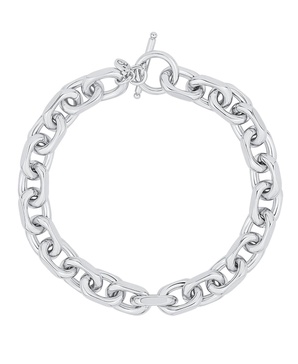 Silver-Plated or 18K Gold-Plated Oval Chain Toggle Bracelet