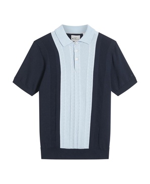 Men's Textured Block Stripe Short Sleeve Polo Shirt