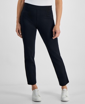 Petite Mid Rise Pull On Straight Leg Ponte Pants, Created for Macy's 