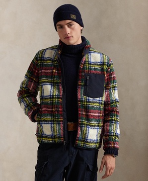Men's Plaid Pile Fleece Hybrid Jacket