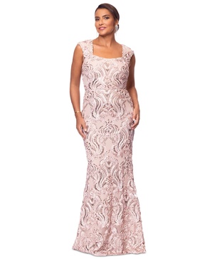 Women's Square-Neck Sleeveless Lace Gown