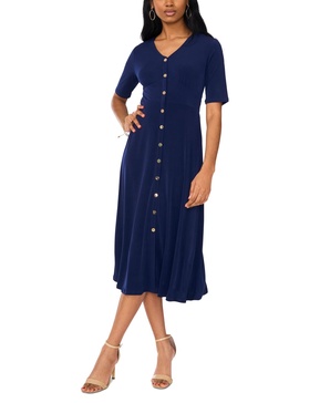 Petite Button-Front Fit & Flare Empire-Waist Dress