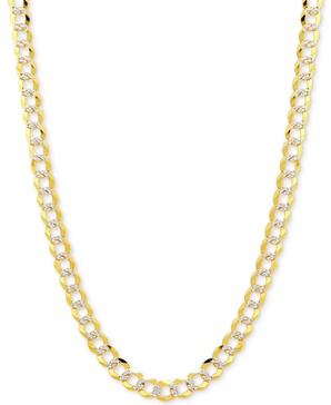 24" Two-Tone Open Curb Link Chain Necklace (3-1/6mm) in Solid 14k Gold & White Gold