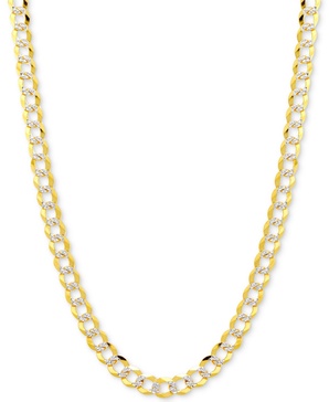18" Two-Tone Open Curb Link Chain Necklace (3-1/6mm) in Solid 14k Gold & White Gold