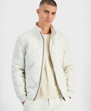 Men's Quilted Full-Zip Faux-Leather Jacket