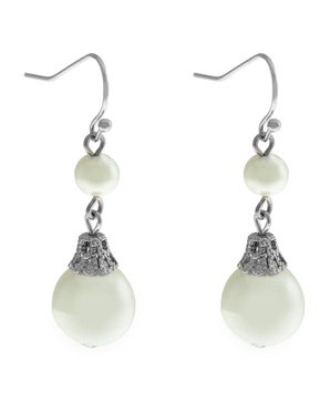 Double Imitation Pearl Drop Wire Earrings