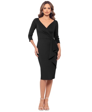 Women's Draped 3/4-Sleeve Sheath Dress