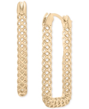 Lattice Rectangular Hoop Earrings in Gold Vermeil, Created for Macy's