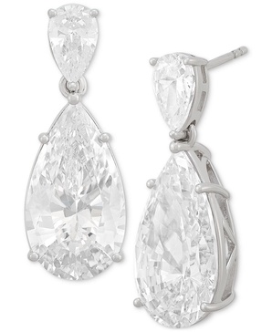 Cubic Zirconia Pear Drop Earrings in Sterling Silver