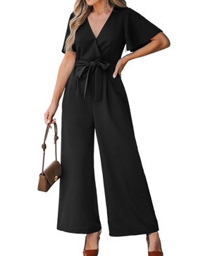 Women's Maroon Belted Jumpsuit