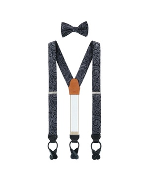 Men's Sobee Paisley Silk Brace and Bow Tie Set