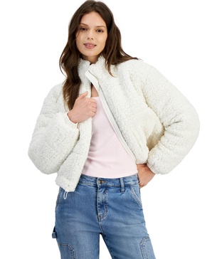 Women's Faux Sherpa Front-Zip Jacket, Created for Macy's 