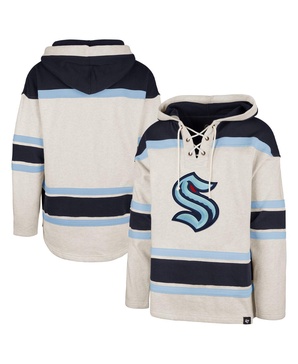 Men's Oatmeal Seattle Kraken Rockaway Lace-Up Pullover Hoodie