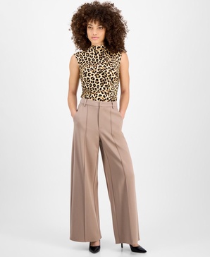 Petite Seamed Wide-Leg Ponté Pants, Created for Macy's
