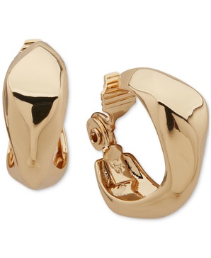 Gold-Tone Art Deco Chunky Clip On Earrings 