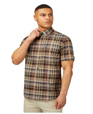 Men's Gradient Check Short Sleeve Shirt
