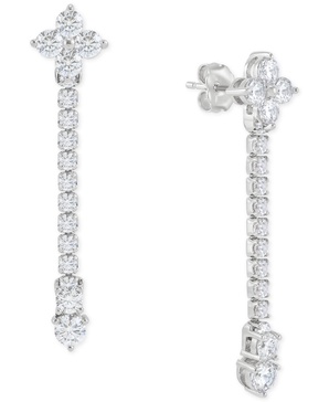 Cubic Zirconia Linear Drop Earrings in Sterling Silver