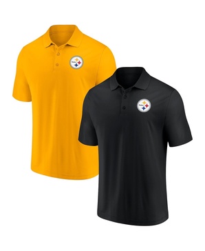 Men's Black and Gold Pittsburgh Steelers Home and Away 2-Pack Polo Shirt Set