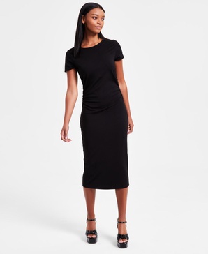 Women's Ruched Short-Sleeve Midi Dress, Exclusively at Macy's