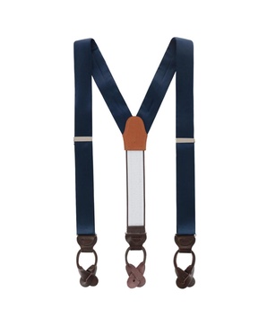 Men's Dutton Solid Colored Silk Button End Suspenders