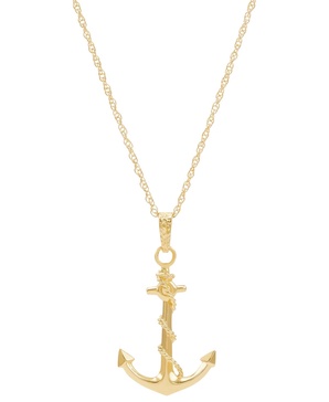 Men's Anchor Pendant Necklace in 10k Gold
