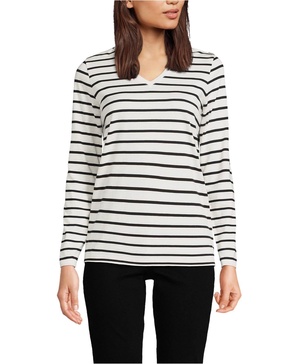 Women's Tall Relaxed Supima Cotton Long Sleeve V-Neck T-Shirt