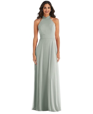 Women's High Neck Halter Backless Maxi Dress