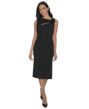Women's Asymmetric-Neck Sleeveless Sheath Dress