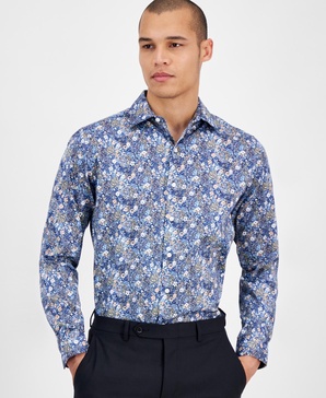 Men's Slim Fit Long Sleeve Button-Front Alhambra Floral Print Shirt, Exclusively at Macy's